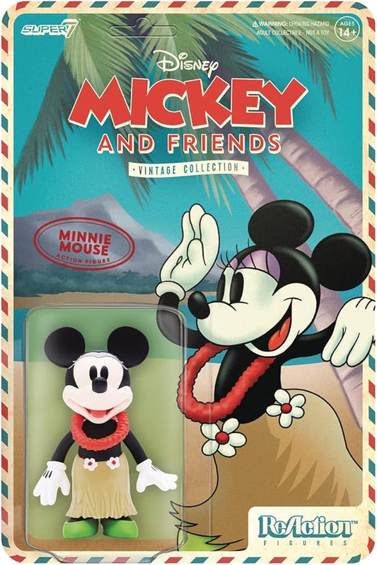 Super7 Disney Mickey and Friends Minnie Mouse (Hawaiian Holiday) - 3.75" Disney Action Figure with Accessory Vintage Disney Collectibles and Retro Toys - Figurio