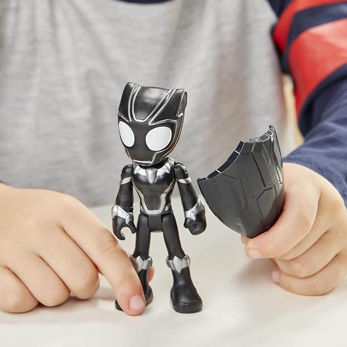 Marvel Spidey and His Amazing Friends Black Panther Hero Figure Toy, 4-Inch Super Hero Action Figure with 1 Accessory for Kids Ages 3 and Up - Figurio