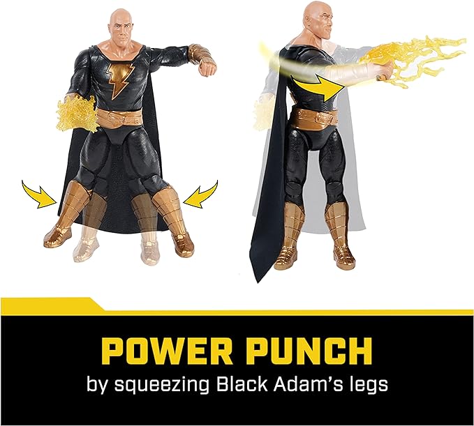 DC Comics, Power Punch Black Adam 12-inch Action Figure, 20+ Phrases and Sounds, Lights Up with 2 Accessories, Black Adam Movie Collectible Kids Toys for Boys and Girls Ages 3 and Up - Figurio