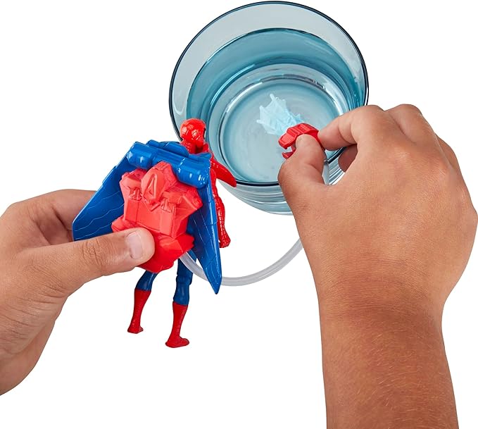 Marvel Spider-Man Aqua Web Warriors 4-Inch Spider-Man Action Figure with Refillable Water Gear Accessory, Action Figures for Boys and Girls 4 and Up - Figurio