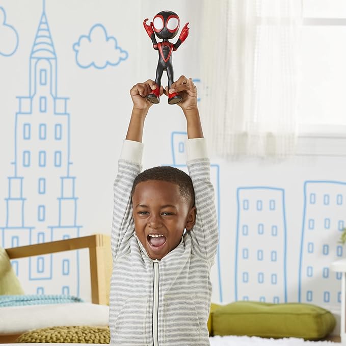 Spidey and His Amazing Friends Supersized Miles Morales: Spider-Man 9-inch Action Figure, Marvel Preschool Super Hero Toy, Kids Ages 3 and Up - Figurio