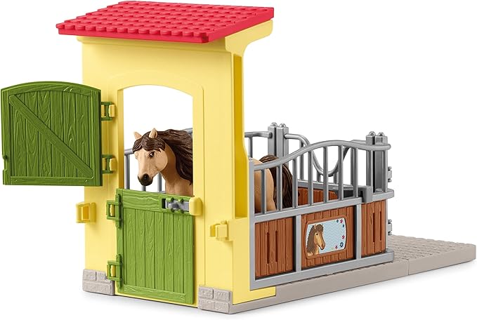 Schleich Farm World, Horse Toys for Girls and Boys, Horse Stall Set with Iceland Pony Stallion Toy Figure - Figurio