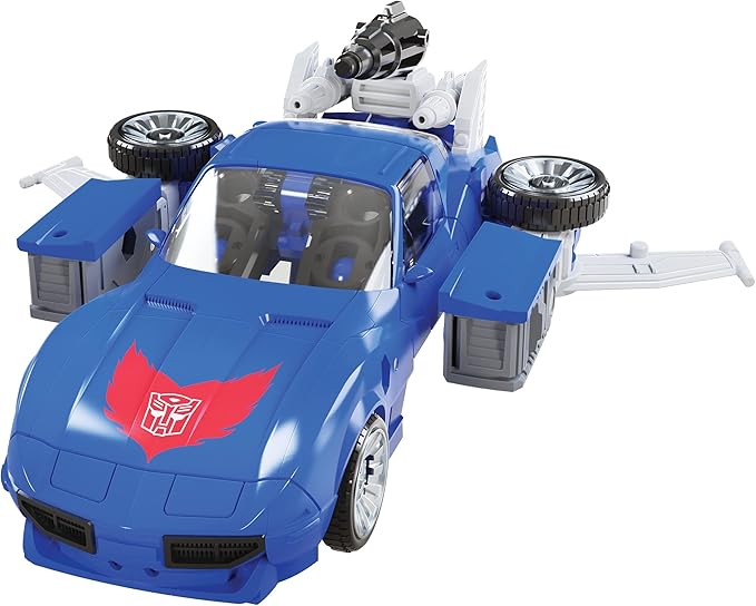 Transformers Toys Generations War for Cybertron: Kingdom Deluxe WFC-K26 Autobot Tracks Action Figure - Kids Ages 8 and Up, 5.5-inch, Blue - Figurio