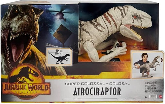 Mattel Jurassic World Super Colossal Atrociraptor Action Figure, 3-ft Long Dinosaur Toy with Eating Feature - Figurio