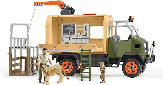 Schleich Wild Life 10-piece Animal Rescue Toy Truck with Ranger and Animals Playset for Kids Ages 3-8 Multicolore, 11 x 39 x 23 cm - Figurio