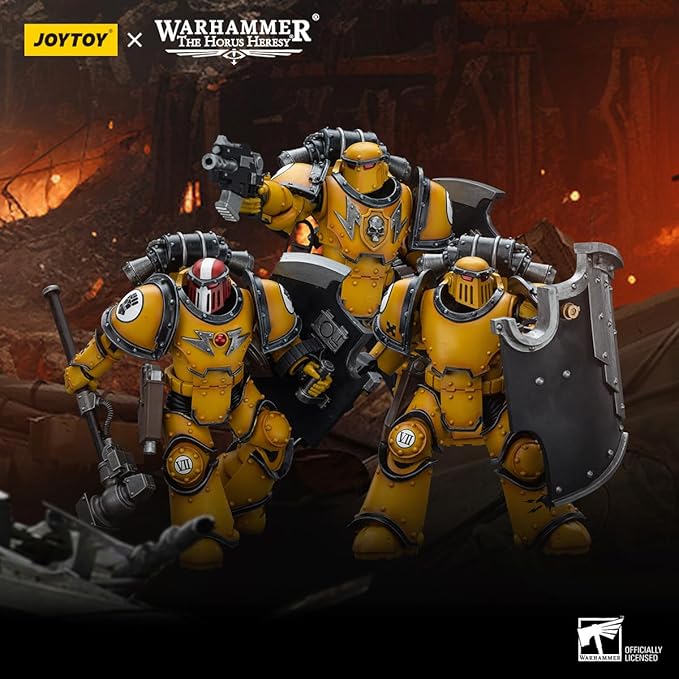 JOYTOY 1/18 Action Figure Warhammer 40,000 Imperial Fists Legion MkIII Breacher Squad Set of 3 Figures 4.8inch Movable Model Collectible Figurine - Figurio