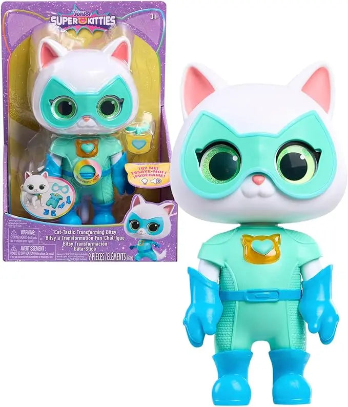 Disney Junior SuperKitties Cat-Tastic Transforming Bitsy, Lights and Sounds Toy Figure, Kids Toys for Ages 3 Up by Just Play - Figurio