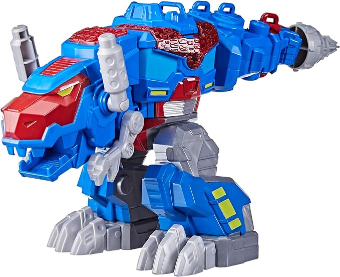 Transformers Dinobot Adventures Optimus Prime T-Rex Converting Toy with Lights and Sounds, 9+ Inch Action Figure, Ages 3 and Up - Figurio