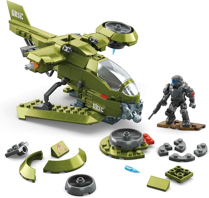 MEGA Halo Toys Vehicle Building Set for Kids, UNSC Hornet Recon Aircraft with 291 Pieces, 2 Micro Action Figures and Accessories, Gift Ideas - Figurio