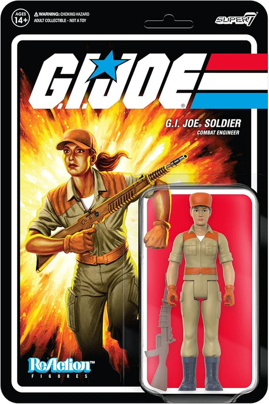 Super7 G.I. Joe Female Combat Engineer Ponytail Hair (Tan) 3.75 in ReAction Figure Classic Collectibles and Retro Toys - Figurio