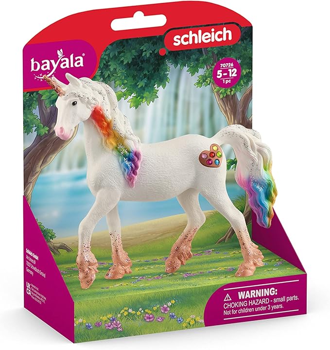 Schleich bayala Mythical Rainbow Love Unicorn Mare Figurine - Featuring Glittery Decorated Details and with Shiny Spiral Horn, Imaginative Fun and Durable Toy for Girls and Boys, Gift for Kids Ages 5+ - Figurio