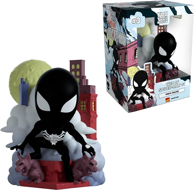 Youtooz Marvel Collection Web of Spiderman #1 4.8 inch Vinyl Figure, Collectible Symbiote Spiderman Action Figure, Symbiote Spiderman, Web of Spiderman #1 Figure - Figurio