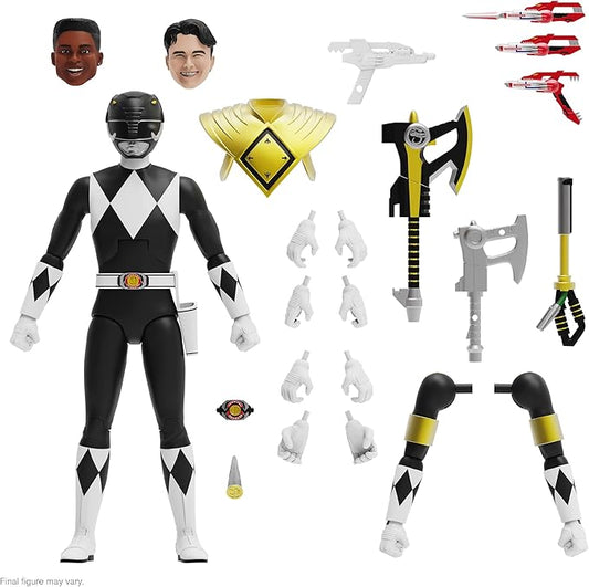 Super7 ULTIMATES! Mighty Morphin Power Rangers Black Ranger - 7" Power Rangers Action Figure with Accessories Classic TV Show Collectibles - Figurio