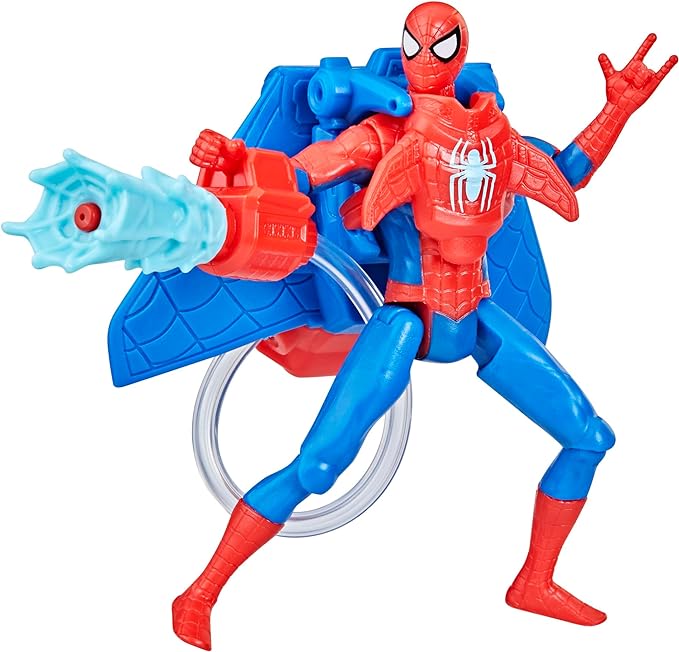 Marvel Spider-Man Aqua Web Warriors 4-Inch Spider-Man Action Figure with Refillable Water Gear Accessory, Action Figures for Boys and Girls 4 and Up - Figurio