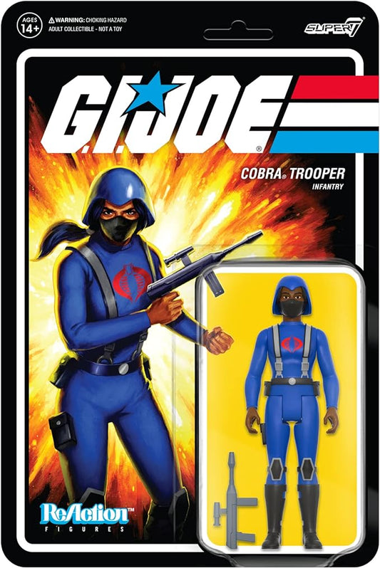 Super7 G.I. Joe Cobra Female Trooper Long Black Hair - 3.75" G.I. Joe Action Figure with Accessory Classic Cartoon Collectibles and Retro Toys - Figurio