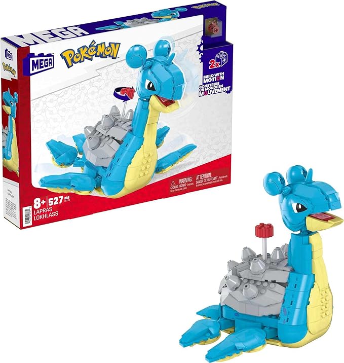 MEGA Pokémon Building Toys Set Lapras with 527 Pieces, Articulated and Poseable with Motion, 6 Inches Tall, for Kids - Figurio