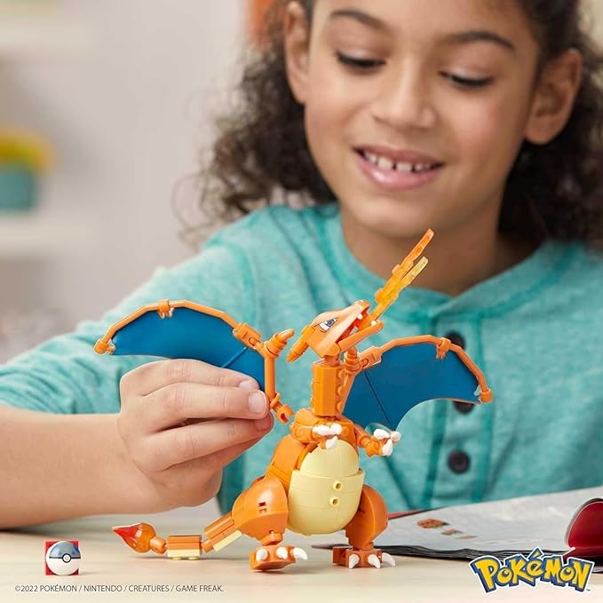 Mega Pokémon Building Toys Set Charizard with 222 Pieces, Articulated and Poseable, 4 Inches Tall, for Kids - Figurio