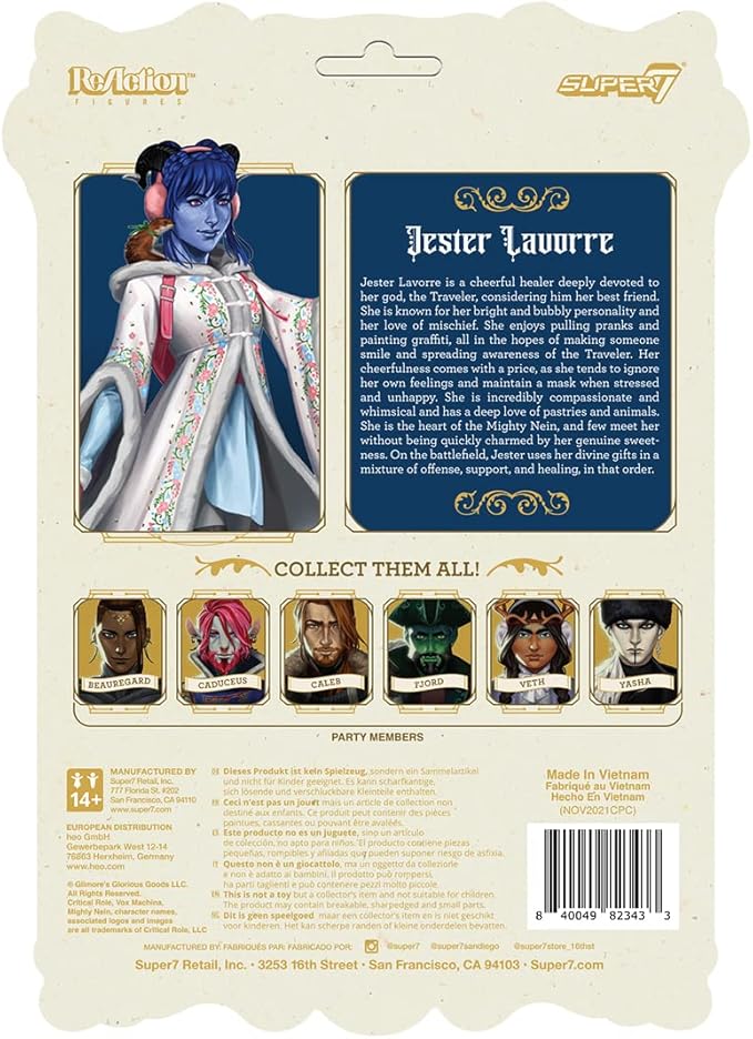 Super7 Critical Role Jester Lavorre - 3.75" Critical Role Action Figure with Accessories Fantasy Collectibles and Retro Toys - Figurio