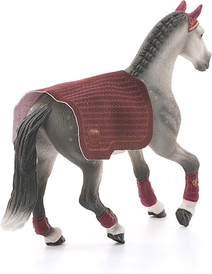 Schleich Horse Club Trakehner Mare Riding Tournament Horse Toy Figurine - Authentic Mare Horse Toy with Removable Blanket for Boys and Girls Imagination and Play, Gift for Kids Ages 5+ - Figurio