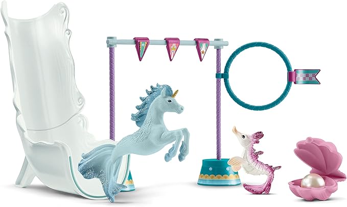 Schleich bayala, Unicorn Gifts for Girls and Boys, Magical Underwater Tournament 18-Piece Set with Mermaid Animal Toys, Ages 5+ - Figurio