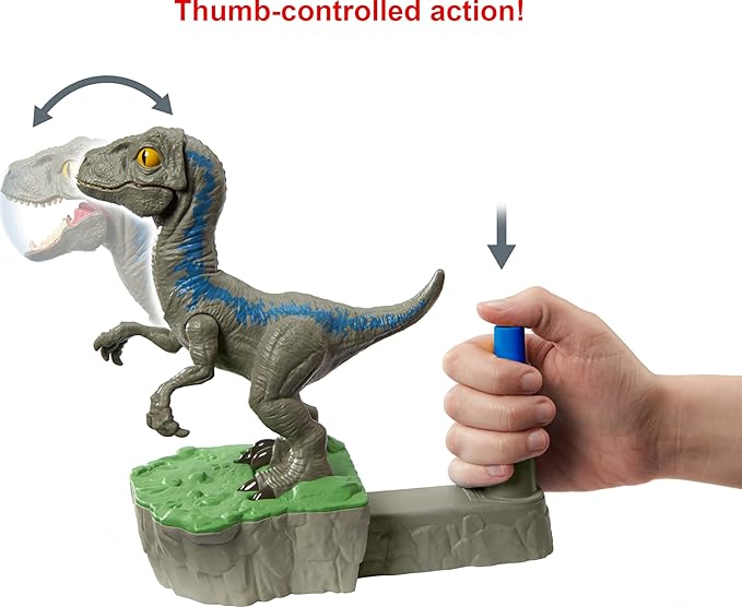 Mattel Games Rock 'Em Sock 'Em Raptors Jurassic World Domination Kids Game Fighting Raptors with Blue vs Atrociraptor - Figurio