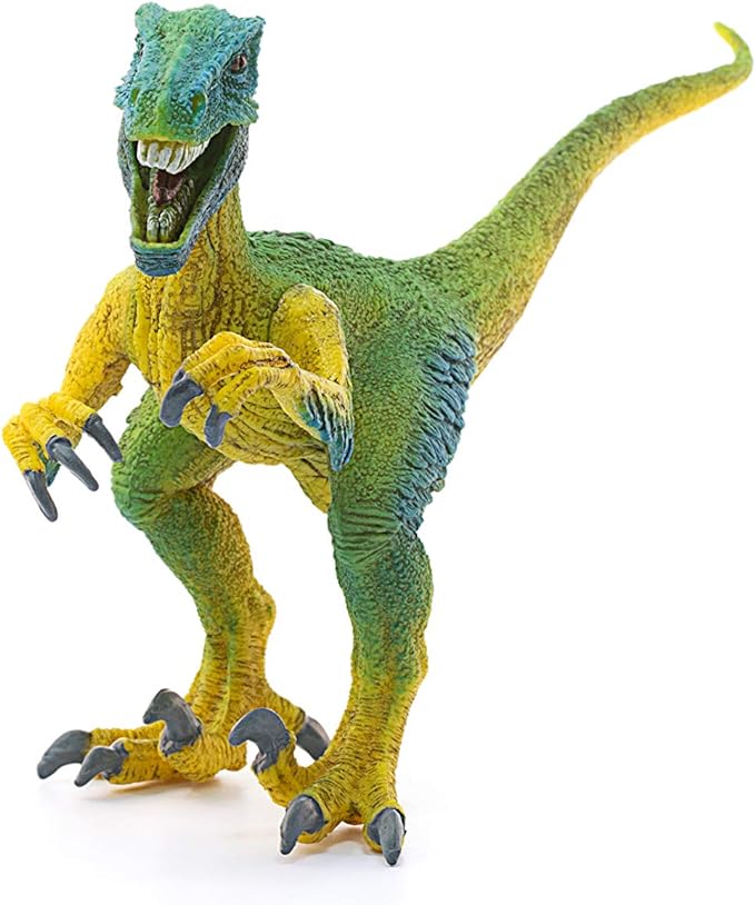 Schleich Dinosaurs Realistic Velociraptor Figurine with Moving Jaw - Detailed Prehistoric Jurassic Dino Figurine and Toy Truck, Durable for Fun Play for Boys and Girls, Gift for Kids Ages 4+ - Figurio