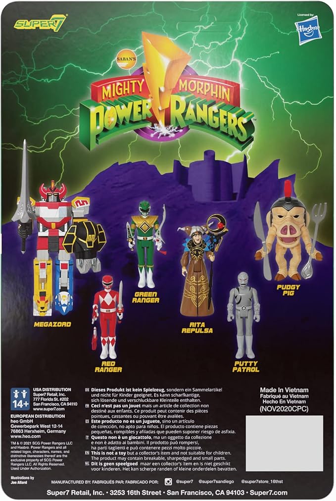 Super7 Mighty Morphin Power Rangers Red Ranger - 3.75" Power Rangers Action Figure with Accessories Classic TV Show Collectibles and Retro Toys - Figurio