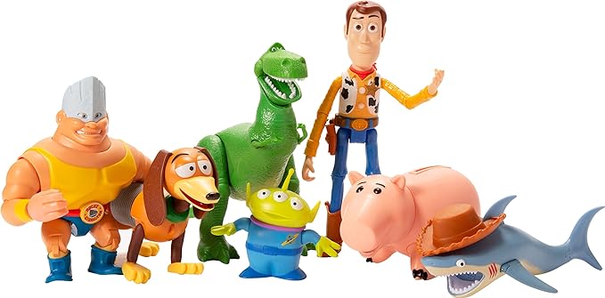 Mattel Disney and Pixar Toy Story Set of 7 Action Figures with Woody, Slinky, Rex, Hamm, Alien, Rocky & Shark, Mattel Disney100 Collectible - Figurio