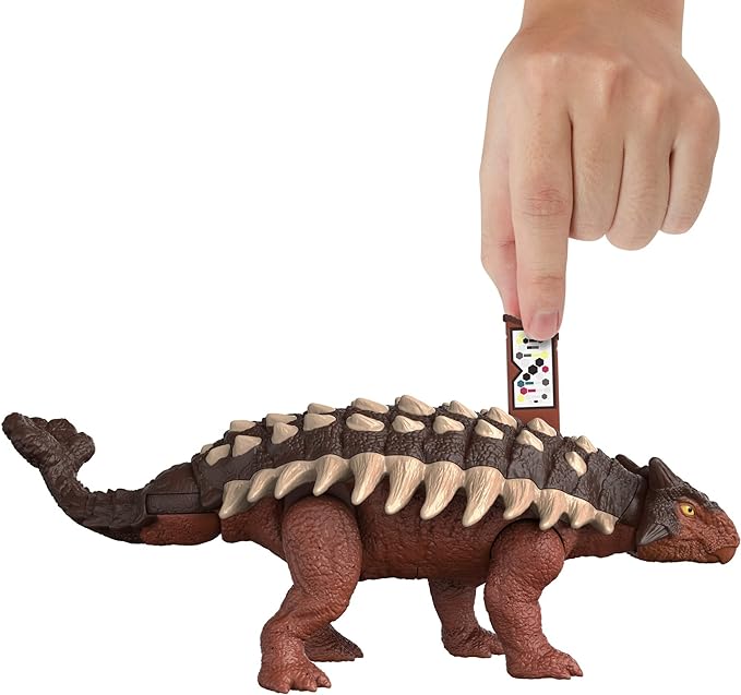 Mattel Jurassic World Dominion Roar Strikers Ankylosaurus Dinosaur Action Figure with Roaring Sound and Attack Action, Toy Gift Physical & Digital Play - Figurio