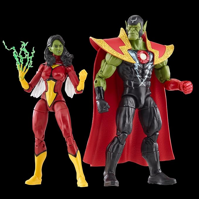 Marvel Legends Series Skrull Queen and Super-Skrull, Avengers 60th Anniversary Collectible 6 Inch Action Figures, 9 Accessories - Figurio