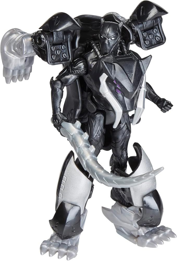 Marvel Mech Strike Mechasaurs, 4-Inch Black Panther with Sabre Claw Action Figures, Super Hero Toys for Kids Ages 4 and Up - Figurio