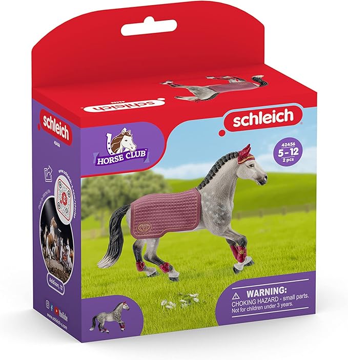 Schleich Horse Club Trakehner Mare Riding Tournament Horse Toy Figurine - Authentic Mare Horse Toy with Removable Blanket for Boys and Girls Imagination and Play, Gift for Kids Ages 5+ - Figurio