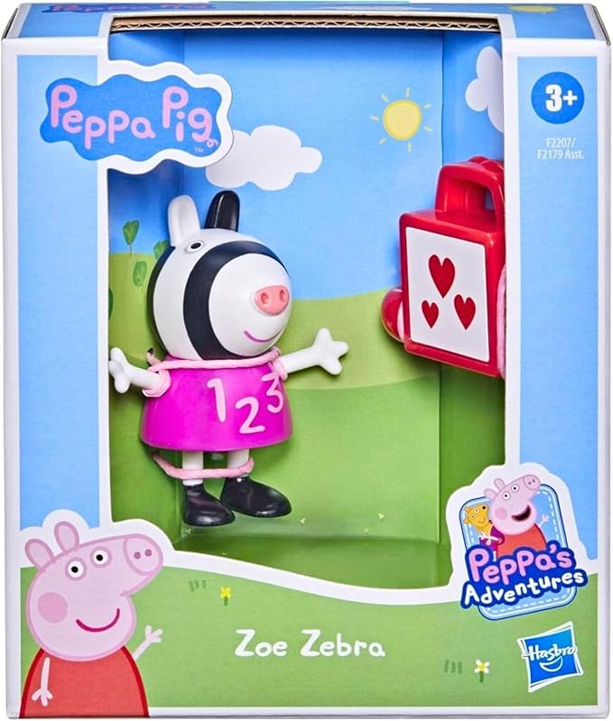 Hasbro Peppa Pig - 3" 8cm Poseable Articulated Figure & Accessory Sets - Peppa Pig Skateboard & Zoe Zebra - Figurio