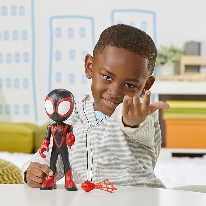 Spidey and His Amazing Friends Supersized Miles Morales: Spider-Man 9-inch Action Figure, Marvel Preschool Super Hero Toy, Kids Ages 3 and Up - Figurio