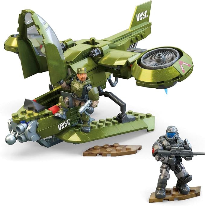 MEGA Halo Toys Vehicle Building Set for Kids, UNSC Hornet Recon Aircraft with 291 Pieces, 2 Micro Action Figures and Accessories, Gift Ideas - Figurio