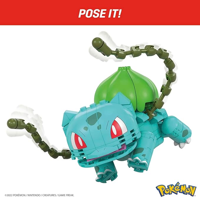 Mega Pokémon Building Toys Set Build & Show Bulbasaur with 175 Pieces, Articulated and Poseable, 4 Inches Tall, for Kids - Figurio