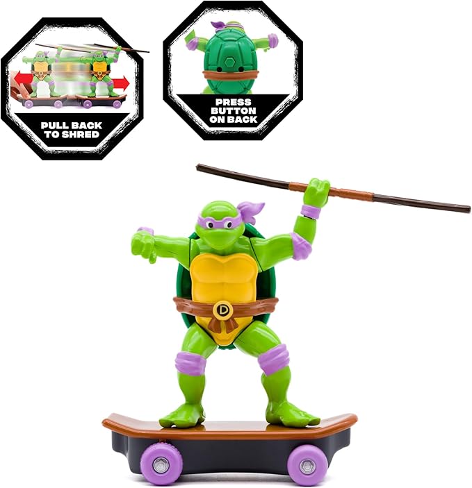 Teenage Mutant Ninja Turtles 5" Sewer Shredders Donatello Classic Edition for Ages 3+ - Shred & Battle with Bo Staff - Collect All 4! - Figurio