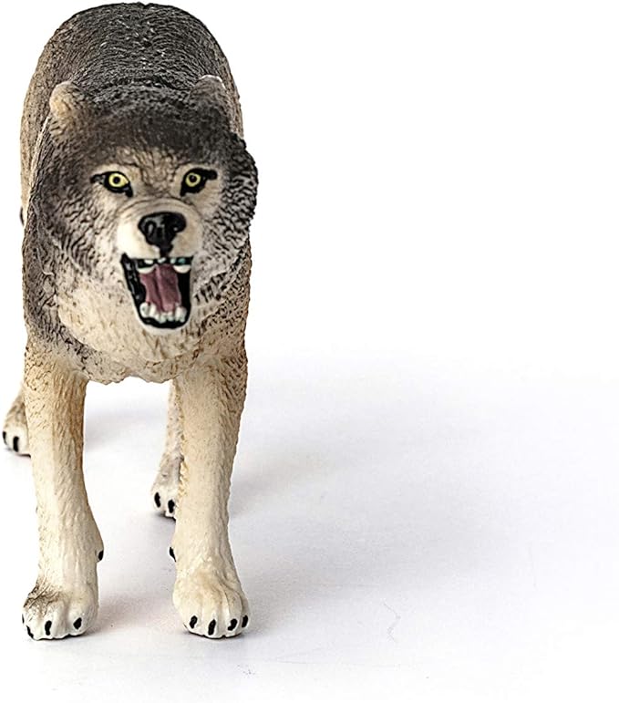 Schleich Wild Life Realistic Prowling Gray Wolf Figurine - Durable North American Forest Animal Figure for Kids, Perfect Toy for Fun and Imaginative Adventures, Gift for Boys and Girls Ages 3+ - Figurio