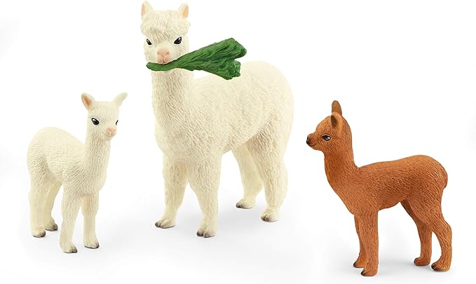 Schleich Farm World 4-Piece Alpaca Playset with Mother and Baby Alpacas - Educational and Durable Farm Animal Playset Figurines, Fun and Imaginative Play for Boys and Girls, Gift for Kids Ages 3+ - Figurio