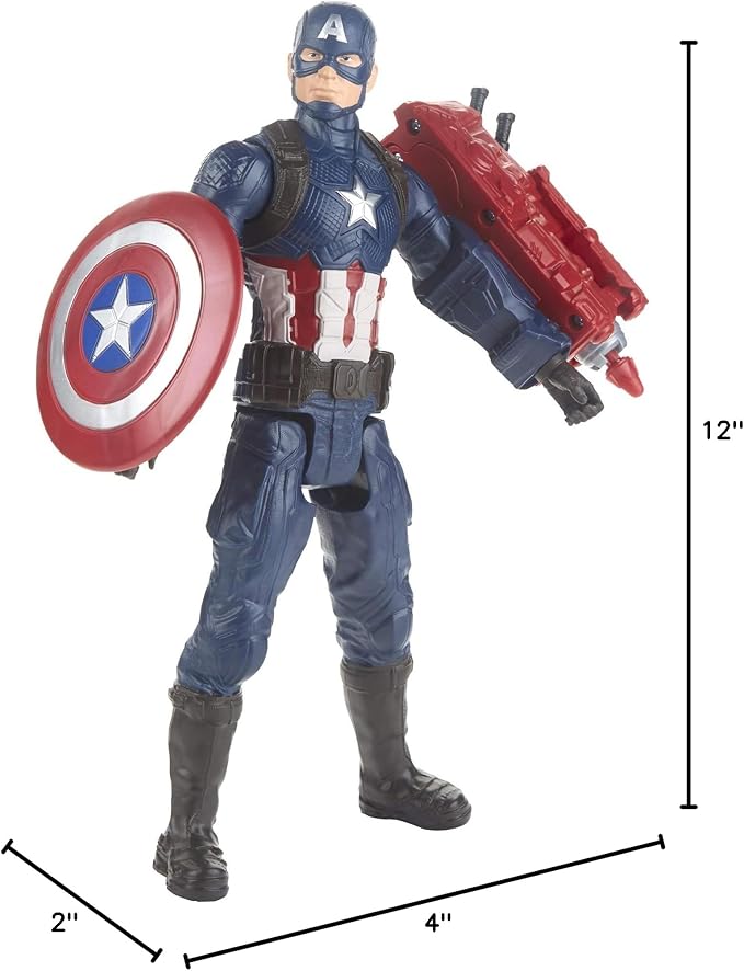 Avengers Marvel Endgame Titan Hero Series Captain America 12"-Scale Super Hero Action Figure Toy with Titan Hero Power Fx Port - Figurio