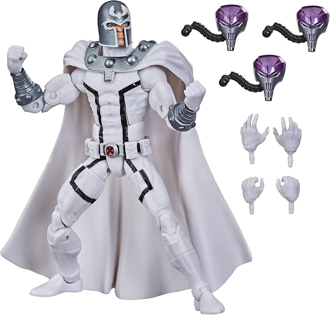 Marvel Hasbro Legends Series X-Men 6-inch Collectible Magneto Action Figure Toy, Premium Design and 2 Accessories, Ages 4 and Up, White - Figurio