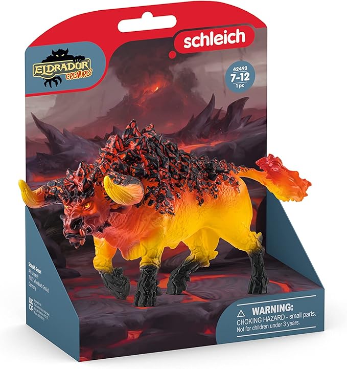 Schleich Eldrador Creatures Mythical Creatures Toys for Kids, Lava Monster Action Figure, Fire Bull, Ages 7+ - Figurio