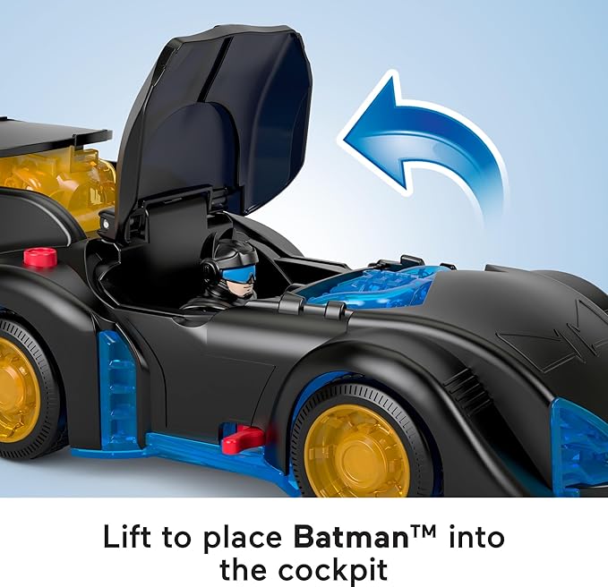 Fisher-Price Imaginext DC Super Friends Batman Toy Shake & Spin Batmobile with Poseable Figure for Pretend Play Kids Ages 3+ Years - Figurio