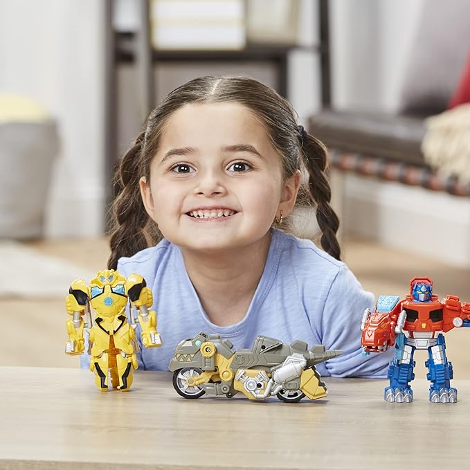 Transformers Playskool Primal Team-Up 3-Pack with Optimus Prime,Bumblebee, and Grimlock Converting Dinosaur Figures, 4.5-Inch Toys, Ages 3 and Up (Amazon Exclusive) - Figurio