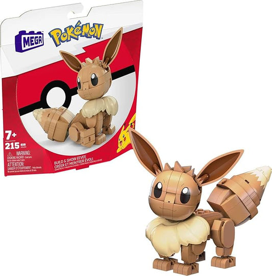 Mega Pokémon Building Toys Set Build & Show Eevee with 215 Pieces, Articulated and Poseable, 4 Inches Tall, for Kids - Figurio