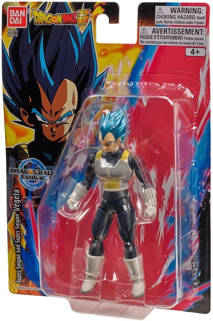 Bandai Namco - Dragon Ball Super - Super Saiyan Blue Vegeta, Dragon Ball Evolve 5" Action Figure - Figurio