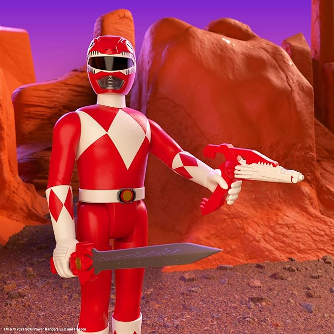 Super7 Mighty Morphin Power Rangers Red Ranger - 3.75" Power Rangers Action Figure with Accessories Classic TV Show Collectibles and Retro Toys - Figurio