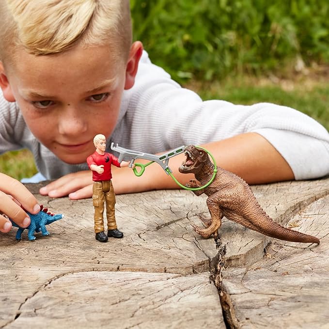 Schleich Dinosaurs, Dinosaur Toys for Kids, Tyrannosaurus Rex Attack 5-Piece Dino Set with T-Rex Toy, Ages 4+ - Figurio