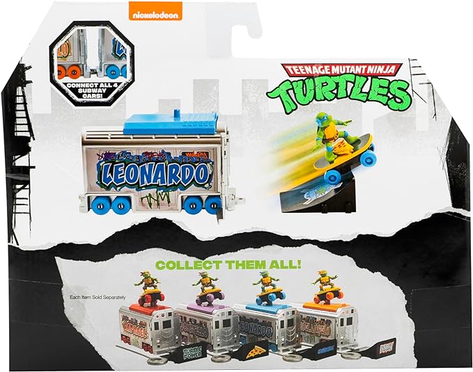 Teenage Mutant Ninja Turtles 5" Switch Kick Subway Launcher Leonardo Ages 3+ - Launch & Shred with Signature Katanas! - Figurio