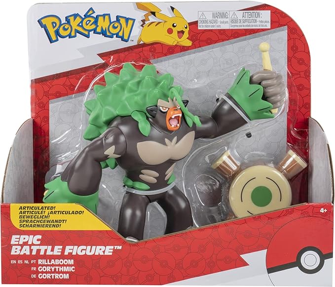 Pokémon Pokemon Rillaboom Epic Battle Figure, 12-Inch - Epic Scale, Fully Articulated - Authentic Details - Toys for Kids Fans - Figurio